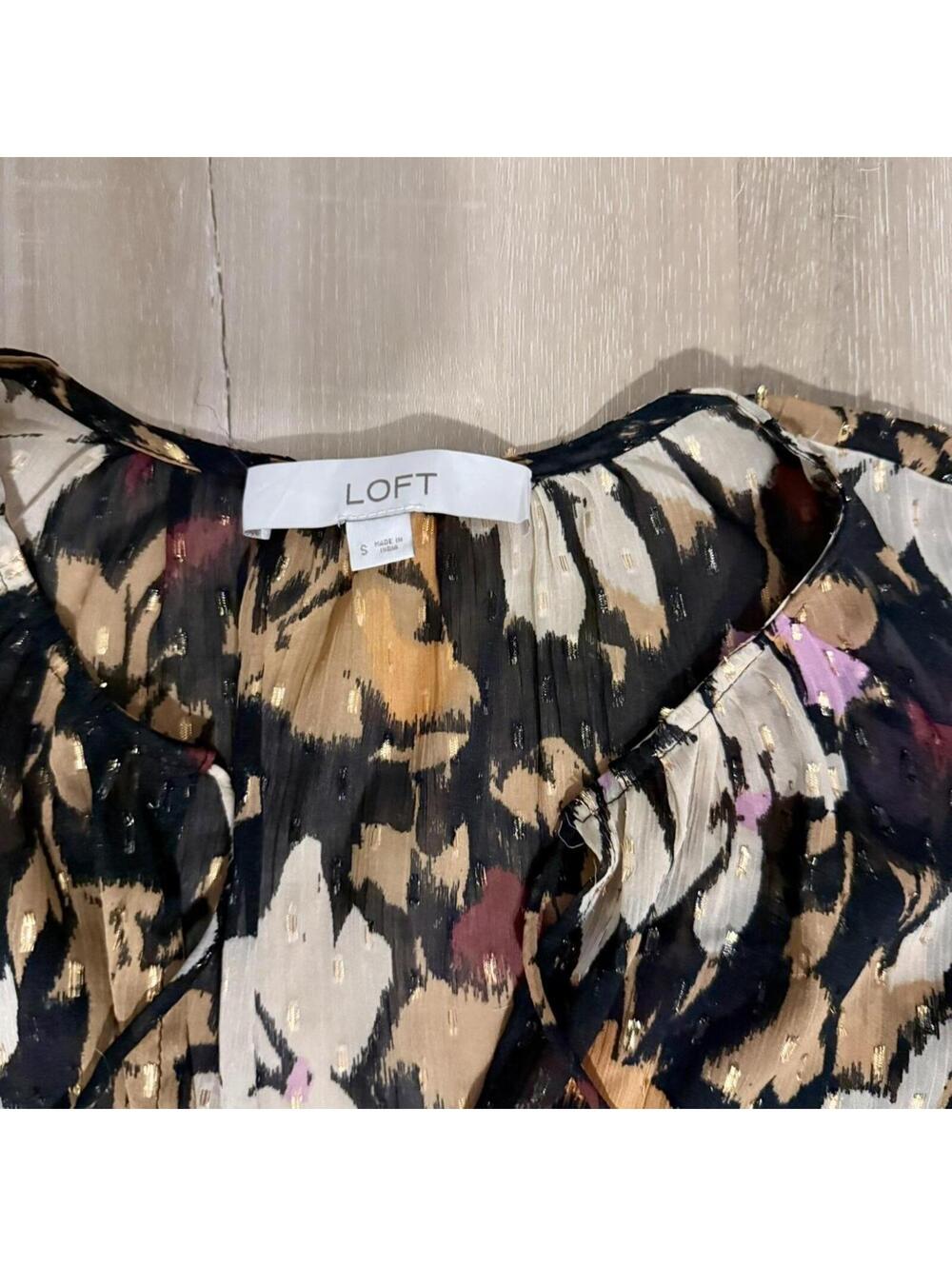 Loft Black Sheer Floral Blouse - Picture 3 of 5